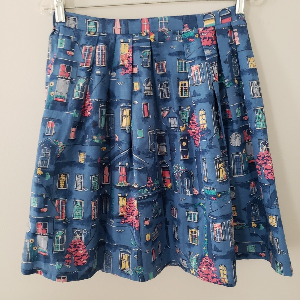Cath Kidston Novelty Windows Townscape Skirt SIZE 10 Twee Whimsical London Artsy